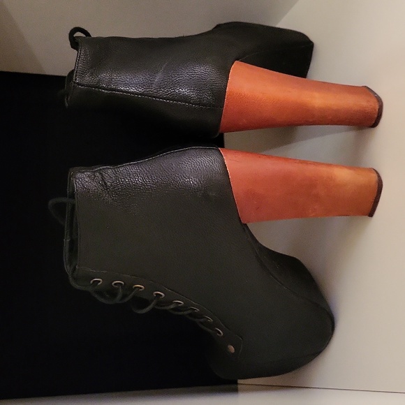 Jeffrey Campbell Shoes Havana Last High Heel Leather Dark Academia / Sz 6.5/ Blk - Picture 5 of 17